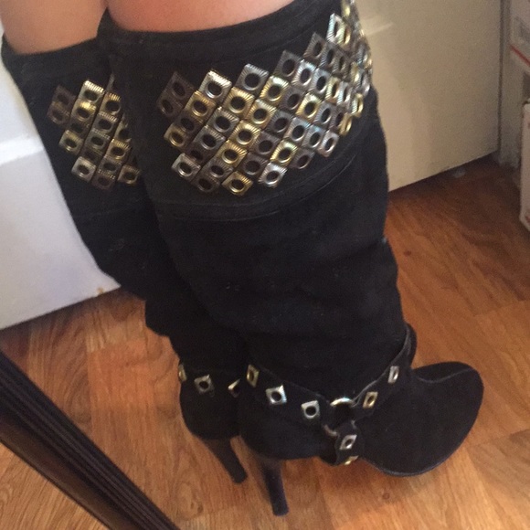 Kathy black leather boots 8.5 - Picture 2 of 6